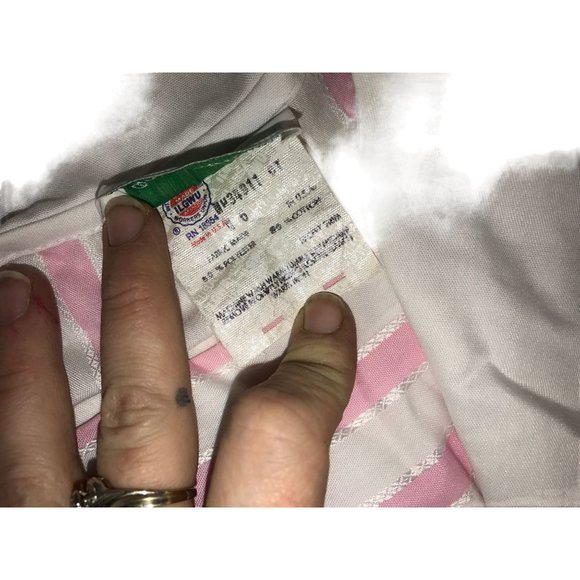 Vintage Girls Dress - Pink and White Stripe Pattern with Ribbon and wide Foldove - Picture 6 of 9